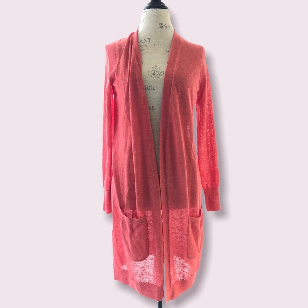 NWT Halogen Long Linen Coral Cardigan